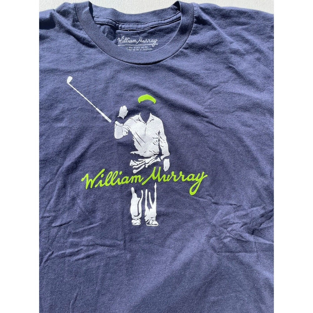 Men's William Murray T-Shirt Navy Blue Logo L Golf Active Movies Film USA Light